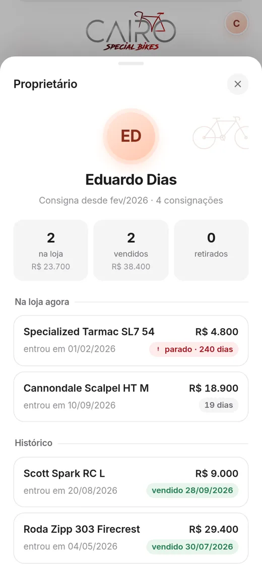 Ficha do proprietário (dados fictícios)